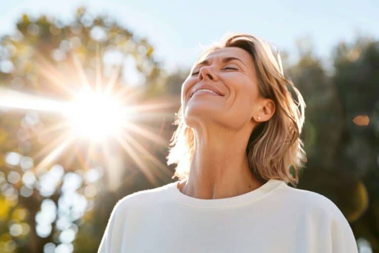 Woman Relaxing Outside Stress Free