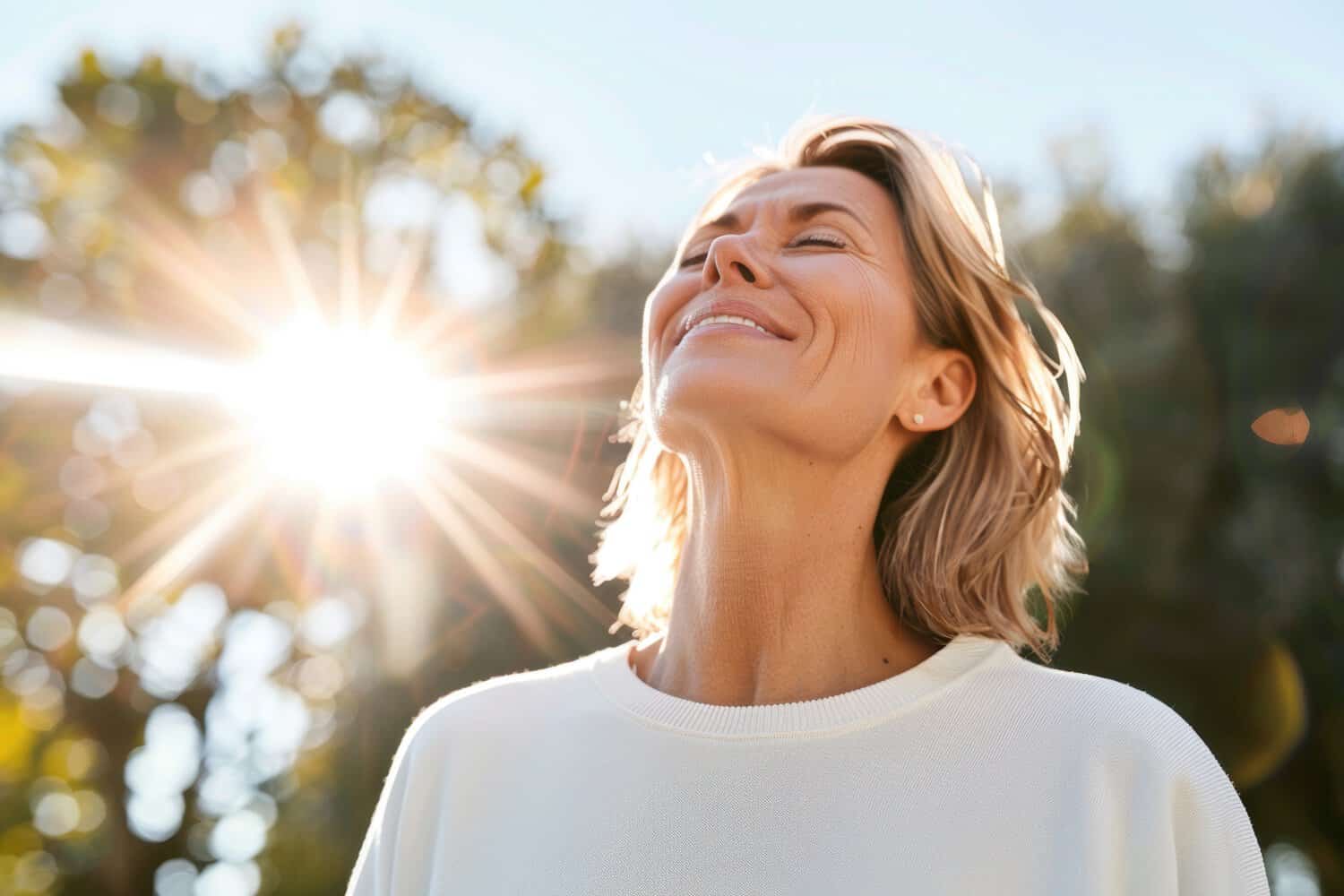 Woman Relaxing Outside Stress Free